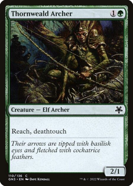 Thornweald Archer - Reach (This creature can block creatures with flying.)