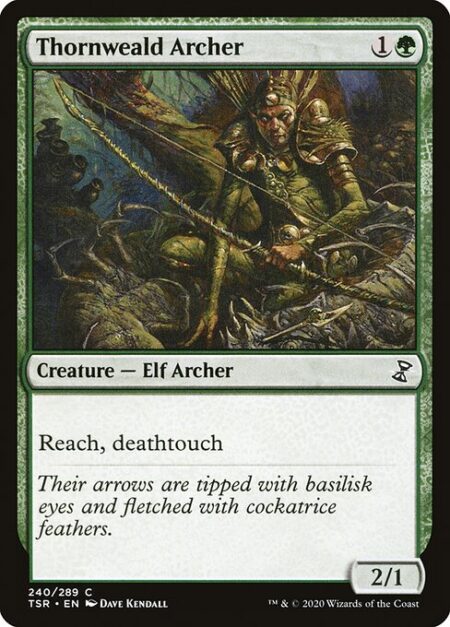 Thornweald Archer - Reach (This creature can block creatures with flying.)