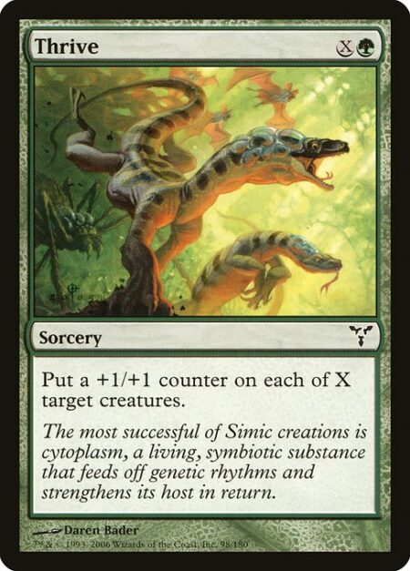 Thrive - Put a +1/+1 counter on each of X target creatures.