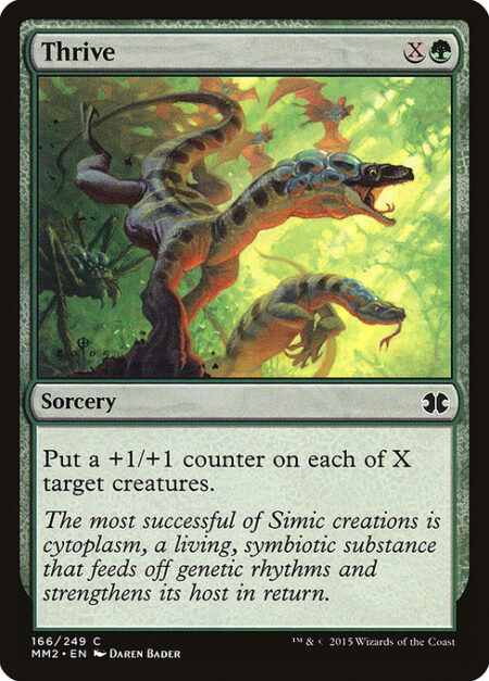 Thrive - Put a +1/+1 counter on each of X target creatures.