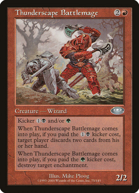 Thunderscape Battlemage - Kicker {1}{B} and/or {G} (You may pay an additional {1}{B} and/or {G} as you cast this spell.)