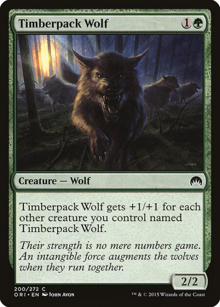 Timberpack Wolf - Timberpack Wolf gets +1/+1 for each other creature you control named Timberpack Wolf.