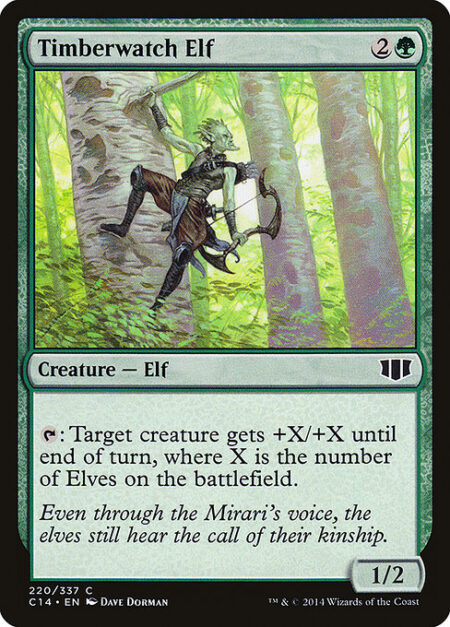 Timberwatch Elf - {T}: Target creature gets +X/+X until end of turn