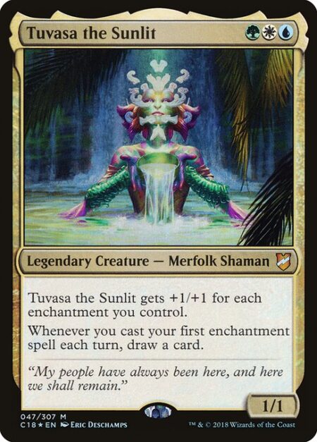 Tuvasa the Sunlit - Tuvasa the Sunlit gets +1/+1 for each enchantment you control.