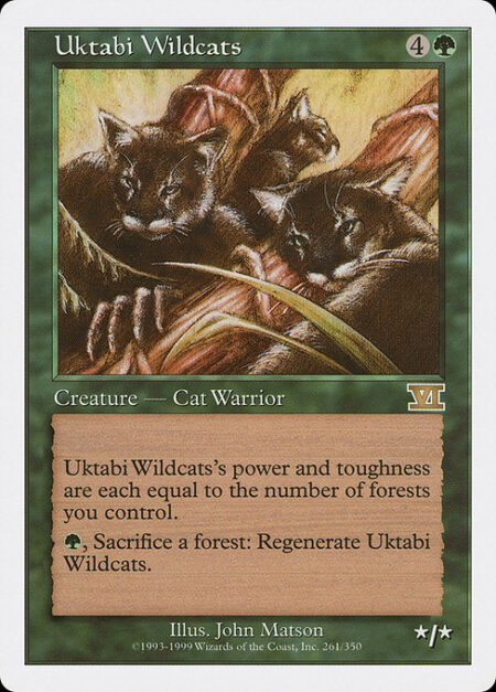Uktabi Wildcats - Uktabi Wildcats's power and toughness are each equal to the number of Forests you control.