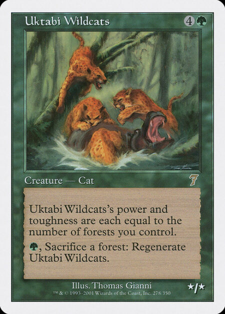 Uktabi Wildcats - Uktabi Wildcats's power and toughness are each equal to the number of Forests you control.