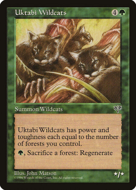 Uktabi Wildcats - Uktabi Wildcats's power and toughness are each equal to the number of Forests you control.