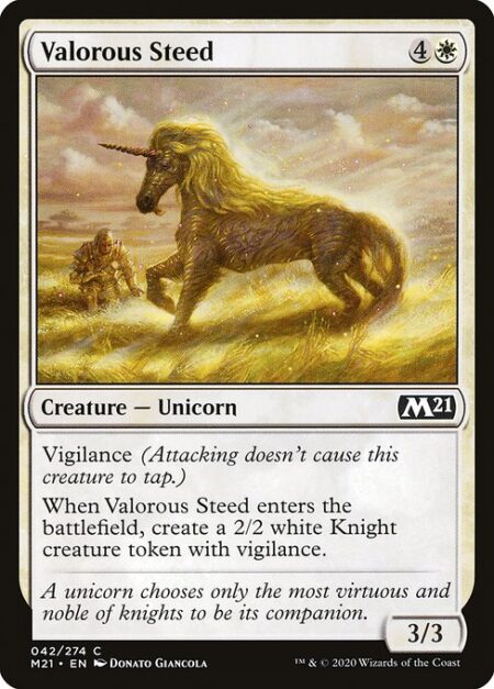 Valorous Steed - Vigilance (Attacking doesn't cause this creature to tap.)