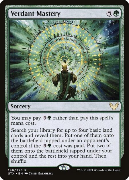 Verdant Mastery - You may pay {3}{G} rather than pay this spell's mana cost.