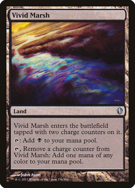 Vivid Marsh - Vivid Marsh enters the battlefield tapped with two charge counters on it.