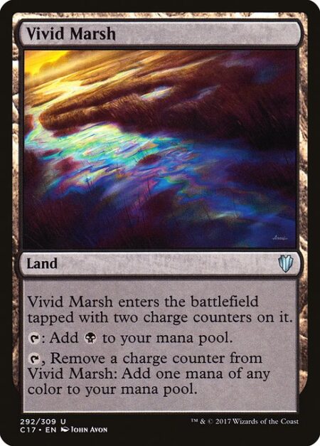 Vivid Marsh - Vivid Marsh enters the battlefield tapped with two charge counters on it.