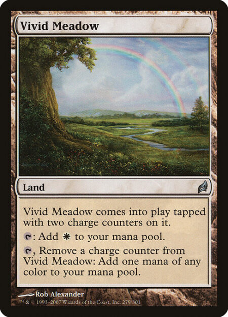 Vivid Meadow - Vivid Meadow enters the battlefield tapped with two charge counters on it.
