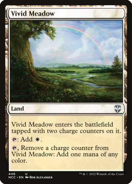 Vivid Meadow - Vivid Meadow enters the battlefield tapped with two charge counters on it.