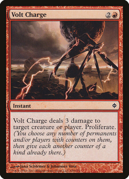 Volt Charge - Volt Charge deals 3 damage to any target. Proliferate. (Choose any number of permanents and/or players