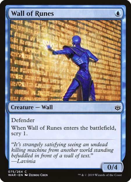 Wall of Runes - Defender (This creature can't attack.)