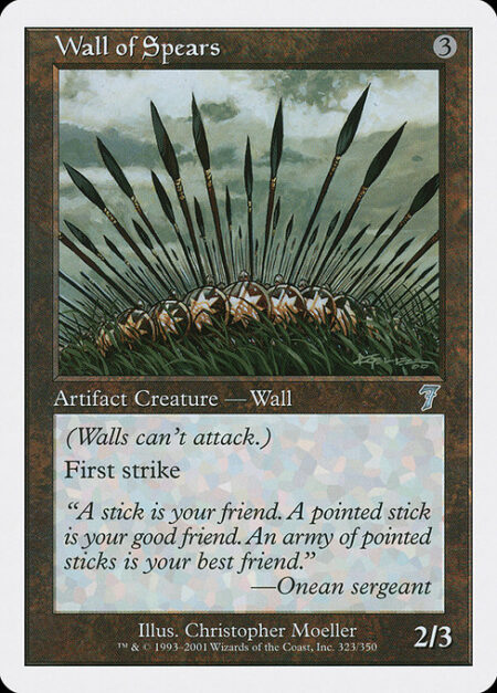 Wall of Spears - Defender (This creature can't attack.)