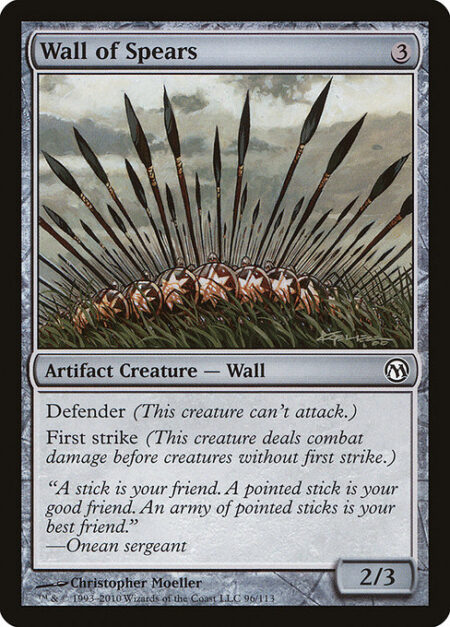 Wall of Spears - Defender (This creature can't attack.)