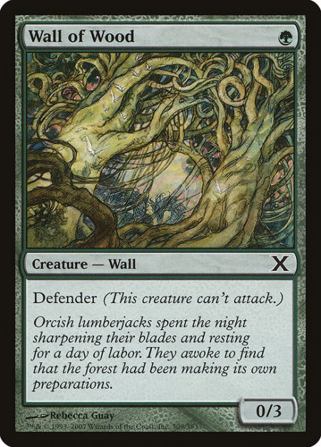 Wall of Wood - Defender (This creature can't attack.)