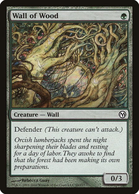 Wall of Wood - Defender (This creature can't attack.)