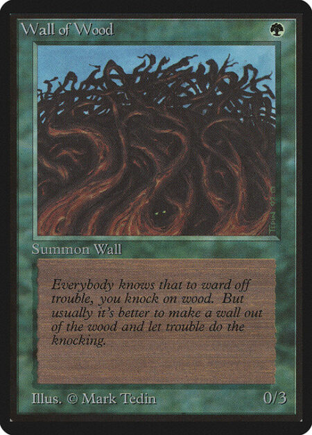 Wall of Wood - Defender (This creature can't attack.)