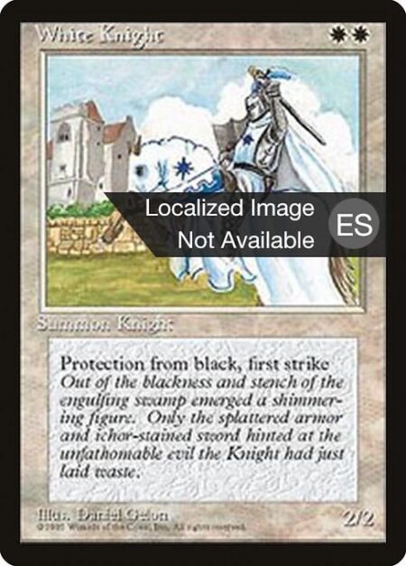 White Knight - First strike (This creature deals combat damage before creatures without first strike.)