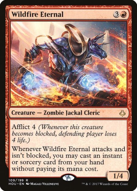 Wildfire Eternal - Afflict 4 (Whenever this creature becomes blocked