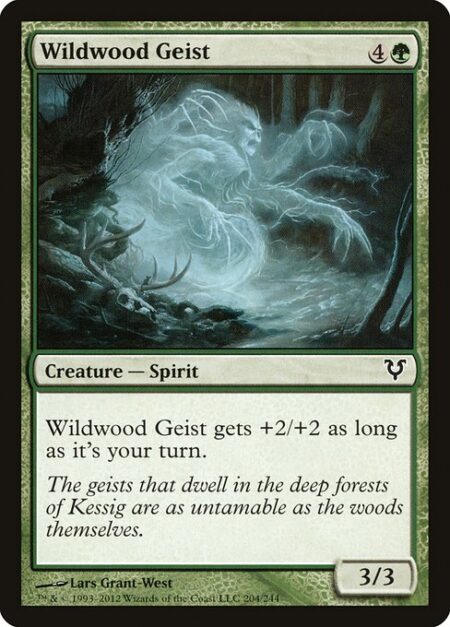 Wildwood Geist - Wildwood Geist gets +2/+2 as long as it's your turn.