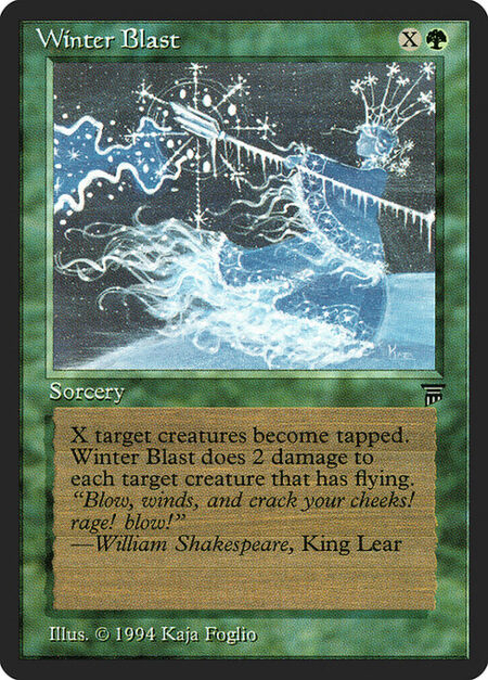 Winter Blast - Tap X target creatures. Winter Blast deals 2 damage to each of those creatures with flying.