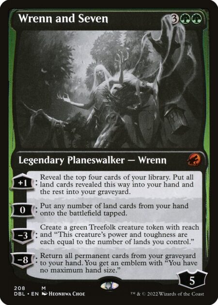 Wrenn and Seven - +1: Reveal the top four cards of your library. Put all land cards revealed this way into your hand and the rest into your graveyard.