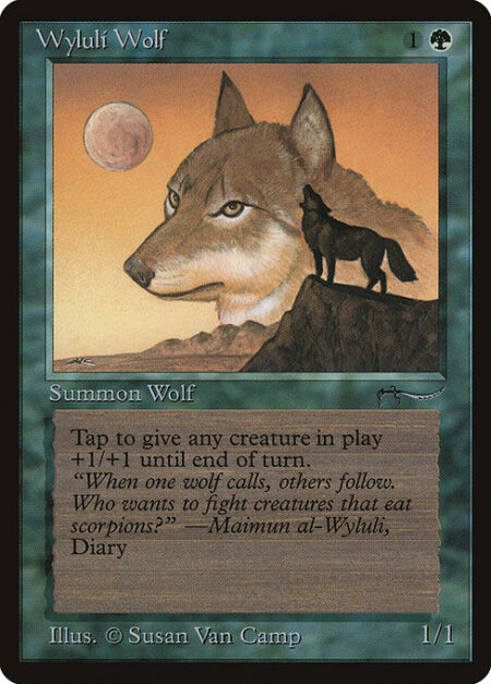 Wyluli Wolf - {T}: Target creature gets +1/+1 until end of turn.