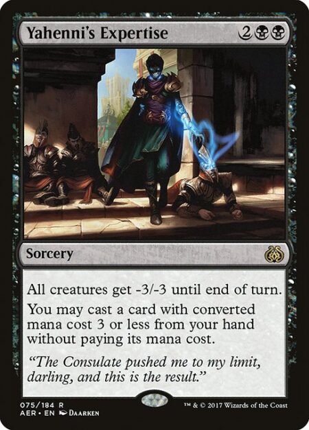 Yahenni's Expertise - All creatures get -3/-3 until end of turn.