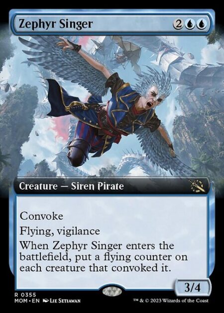 Zephyr Singer - Convoke (Your creatures can help cast this spell. Each creature you tap while casting this spell pays for {1} or one mana of that creature's color.)