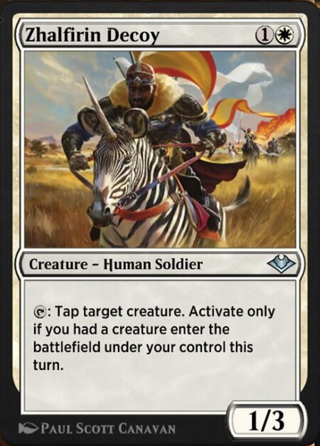 Zhalfirin Decoy - {T}: Tap target creature. Activate only if you had a creature enter the battlefield under your control this turn.