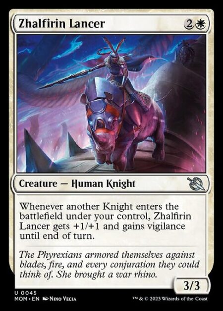 Zhalfirin Lancer - Whenever another Knight enters the battlefield under your control