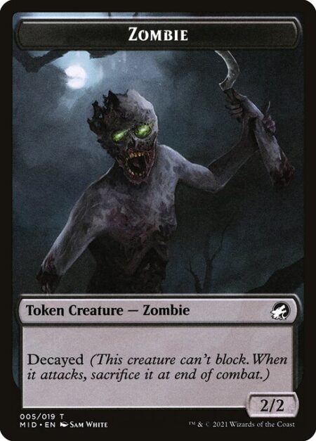 Zombie - Menace (This creature can't be blocked except by two or more creatures.)
