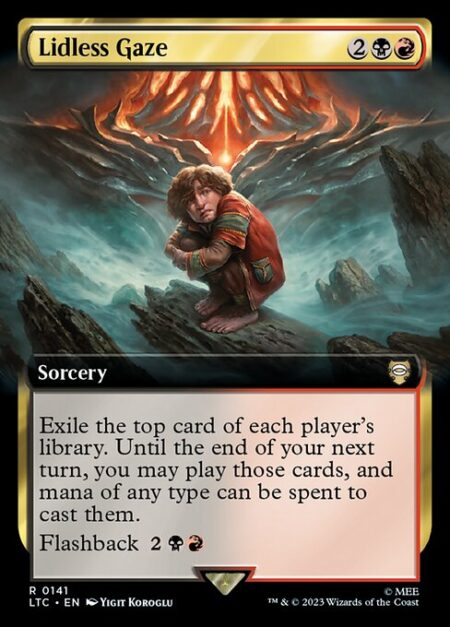 Lidless Gaze - Exile the top card of each player's library. Until the end of your next turn