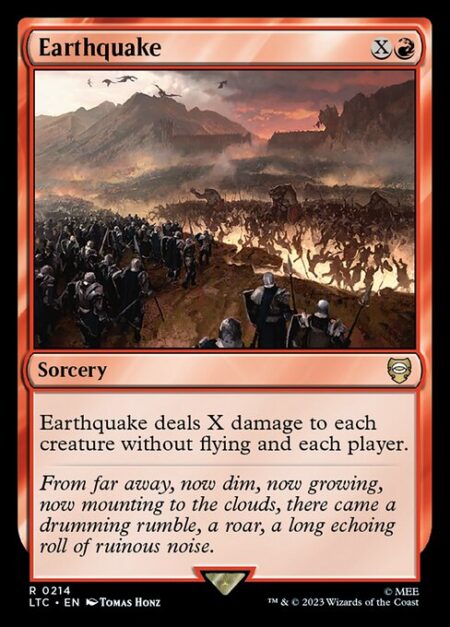 Earthquake - Earthquake deals X damage to each creature without flying and each player.