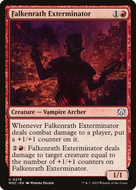 Falkenrath Exterminator - Whenever Falkenrath Exterminator deals combat damage to a player