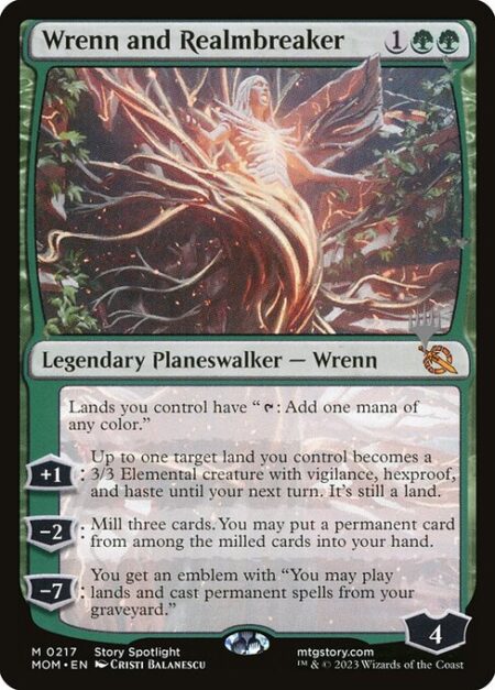 Wrenn and Realmbreaker - Lands you control have "{T}: Add one mana of any color."