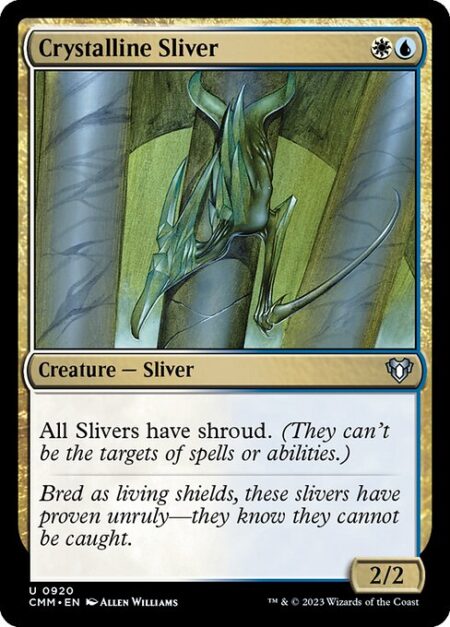 Crystalline Sliver - All Slivers have shroud. (They can't be the targets of spells or abilities.)