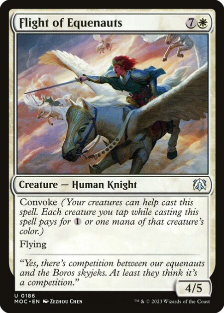 Flight of Equenauts - Convoke (Your creatures can help cast this spell. Each creature you tap while casting this spell pays for {1} or one mana of that creature's color.)