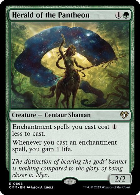 Herald of the Pantheon - Enchantment spells you cast cost {1} less to cast.
