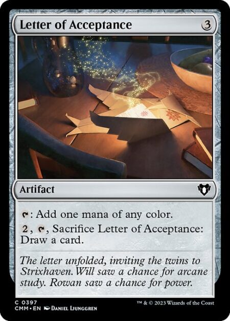 Letter of Acceptance - {T}: Add one mana of any color.