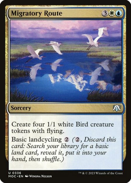 Migratory Route - Create four 1/1 white Bird creature tokens with flying.