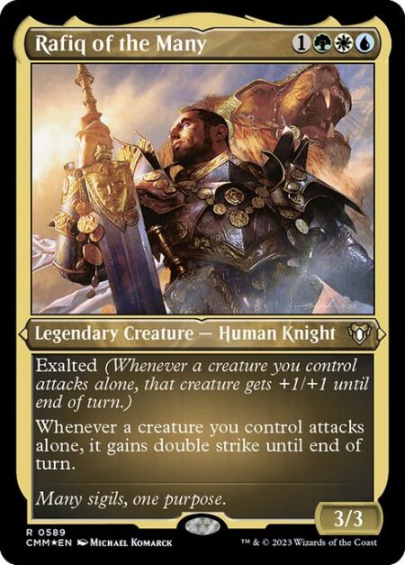 Rafiq of the Many - Exalted (Whenever a creature you control attacks alone