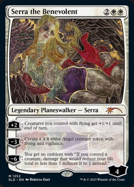 Serra the Benevolent - +2: Creatures you control with flying get +1/+1 until end of turn.