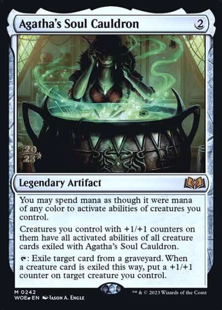 Agatha's Soul Cauldron - You may spend mana as though it were mana of any color to activate abilities of creatures you control.