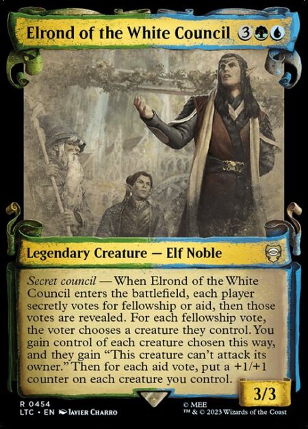 Elrond of the White Council - Secret council — When Elrond of the White Council enters the battlefield
