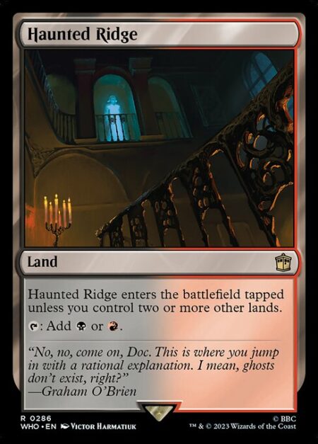 Haunted Ridge - Haunted Ridge enters the battlefield tapped unless you control two or more other lands.