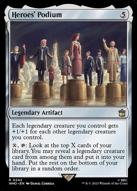 Heroes' Podium - Each legendary creature you control gets +1/+1 for each other legendary creature you control.